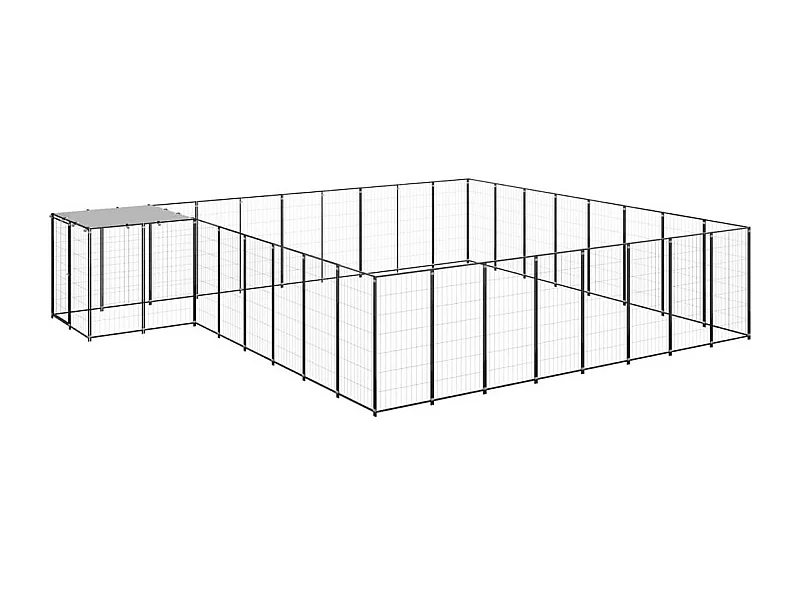 Chenil extérieur cage enclos noire 550 x 440 x 110 cm 02_0000507