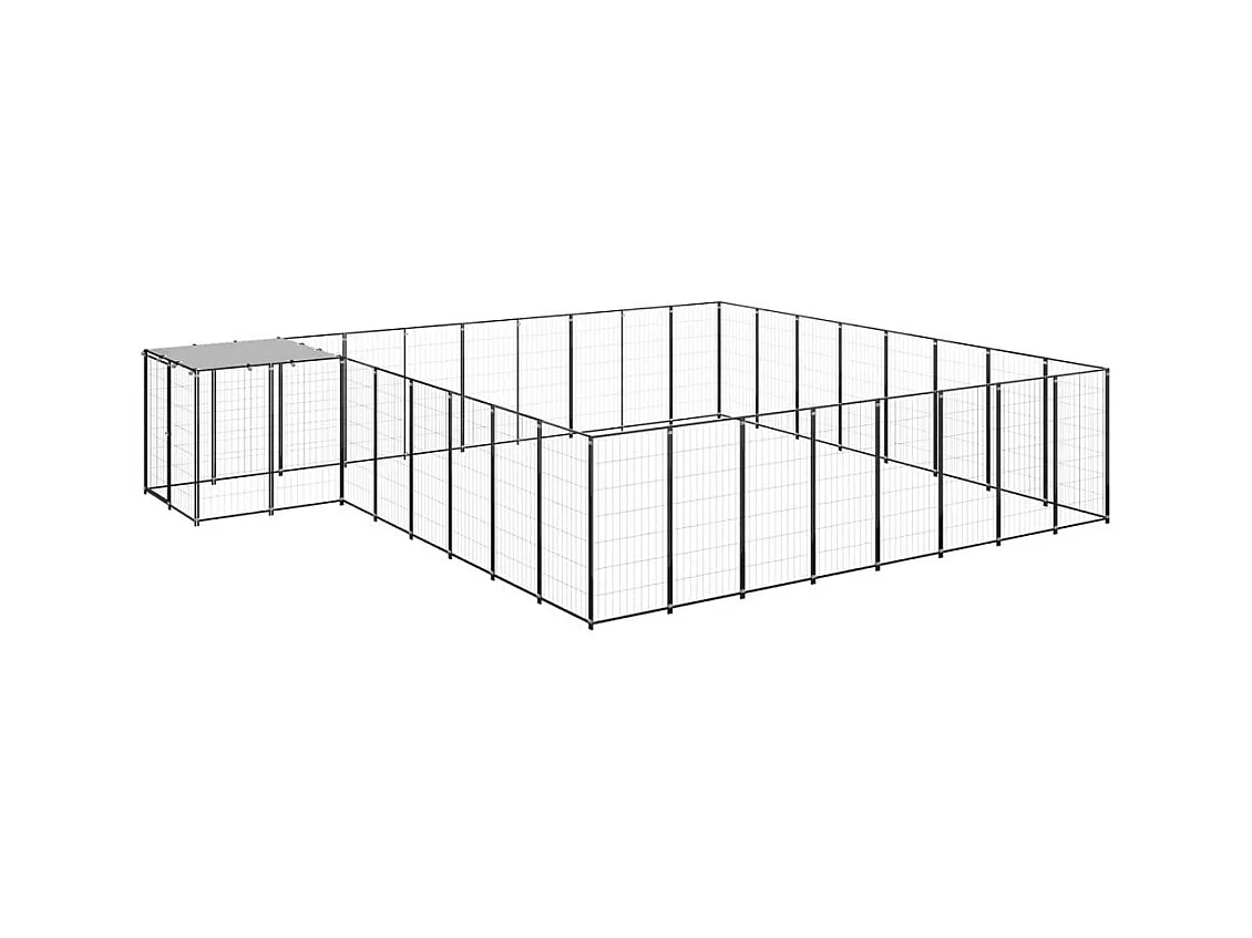 Chenil extérieur cage enclos noire 550 x 440 x 110 cm 02_0000507