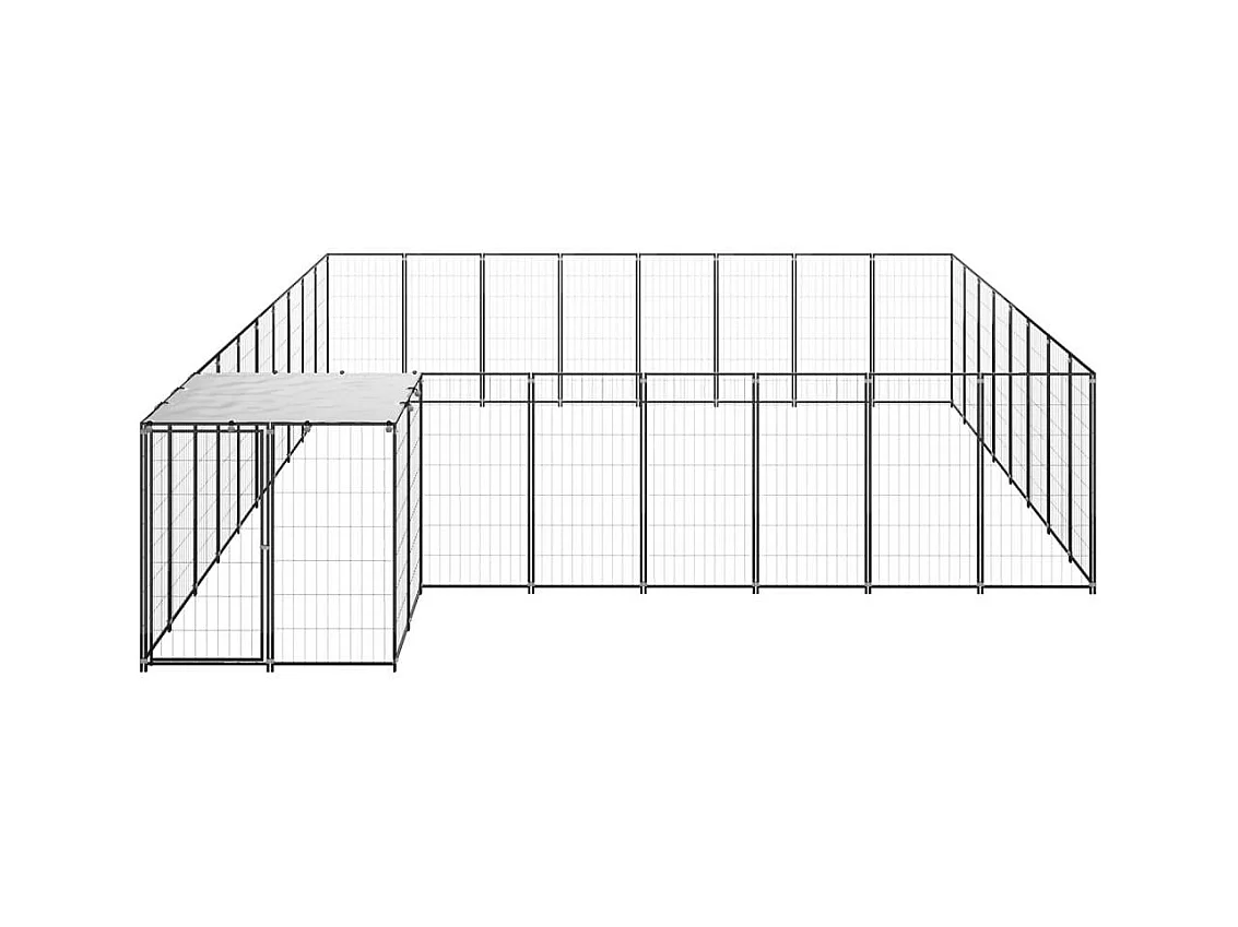 Chenil extérieur cage enclos noire 550 x 440 x 110 cm 02_0000507