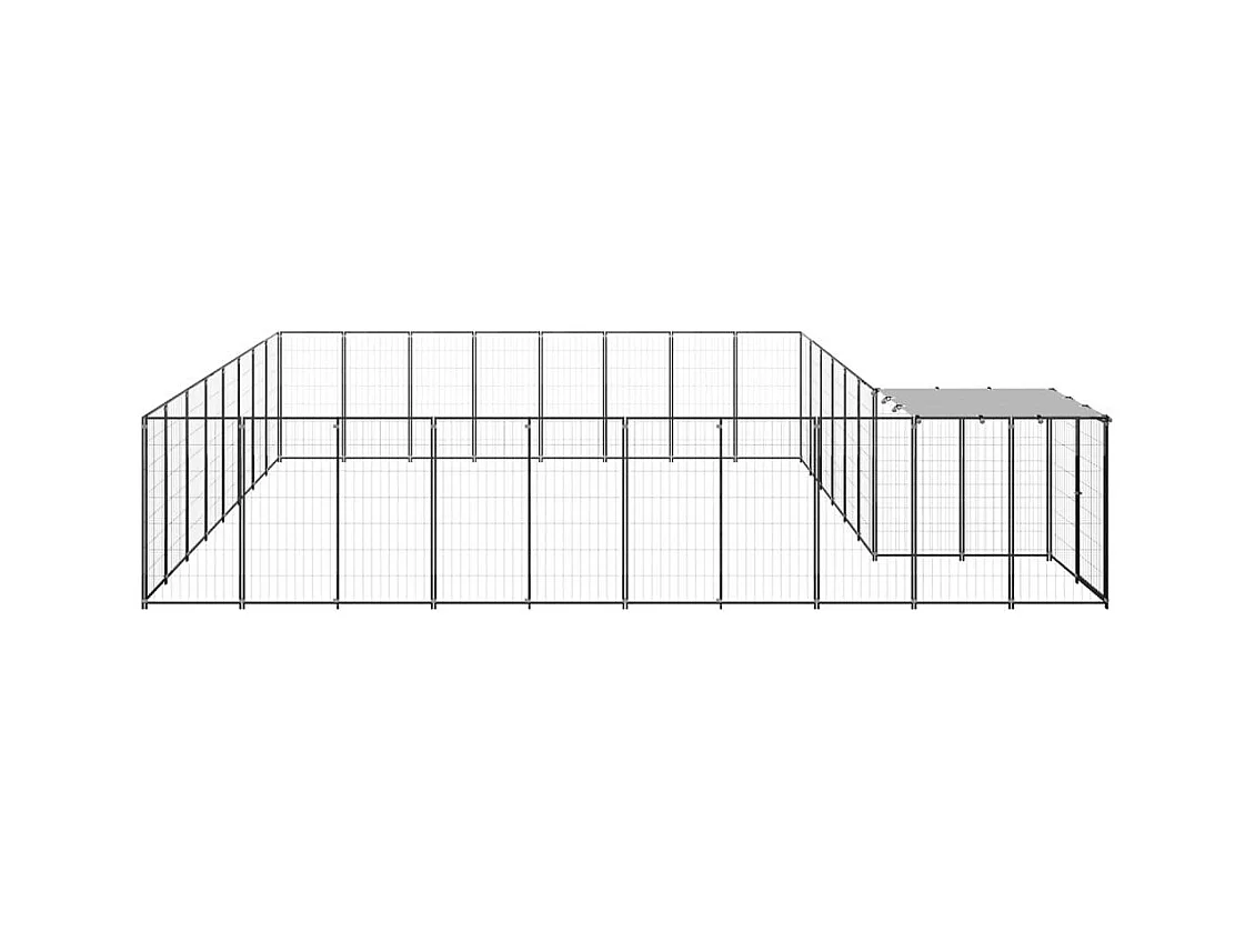 Chenil extérieur cage enclos noire 550 x 440 x 110 cm 02_0000507