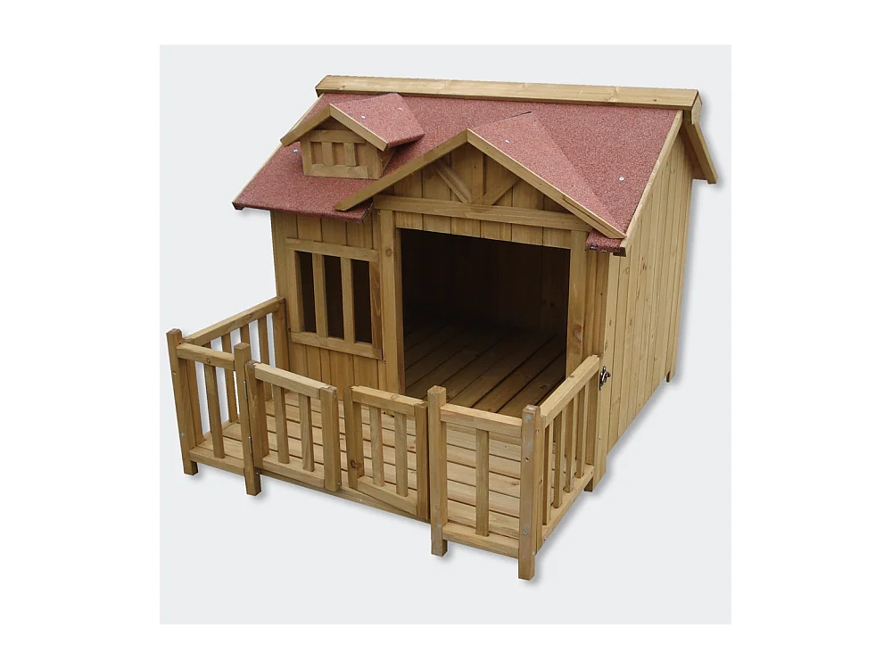 Casa para perros XL casa para perros de madera maciza terraza 3716051