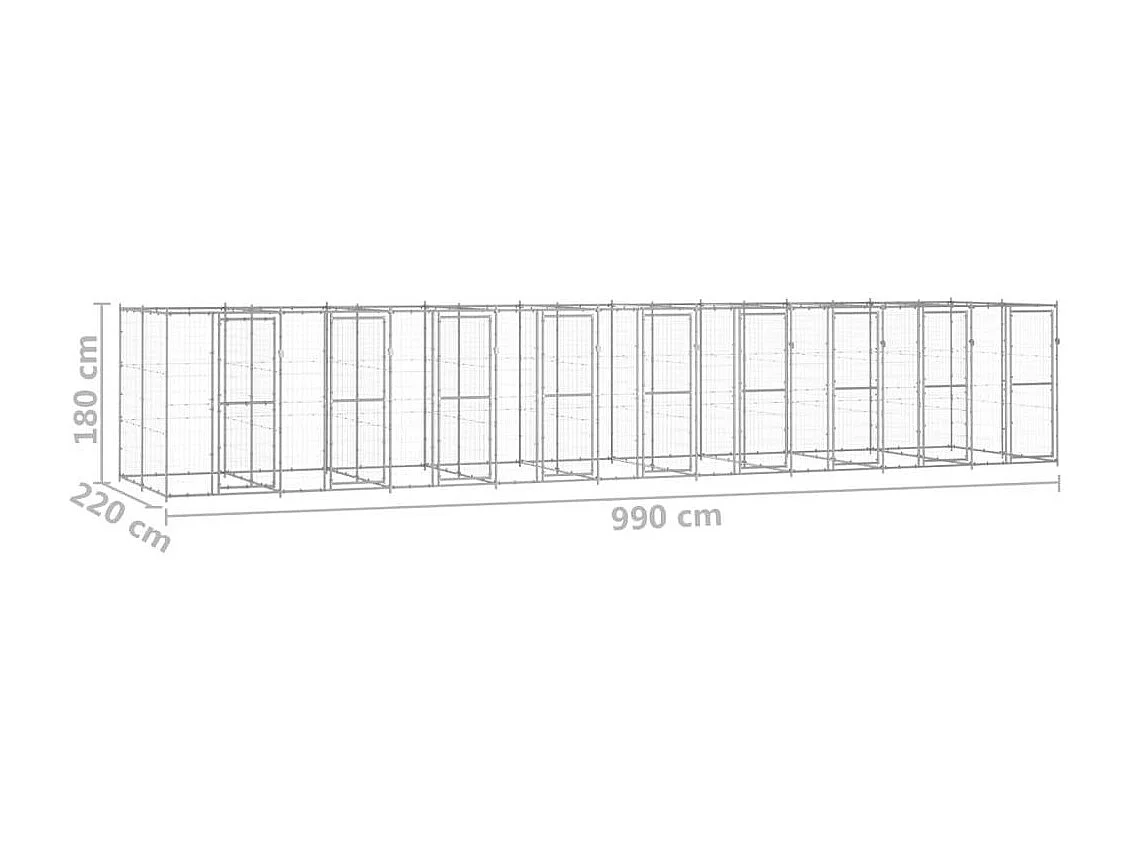 Recinto per animali da esterno per cani in acciaio zincato 21,78 m² 02_0000412