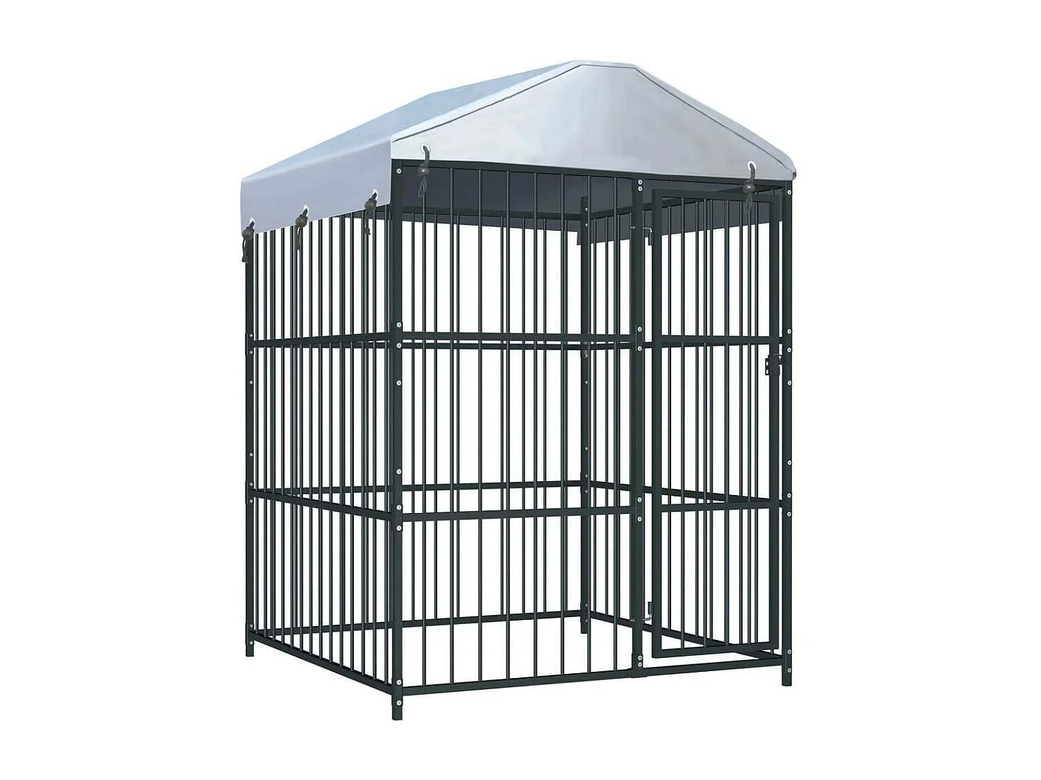 Jaula para caseta de exterior, parque para animales, parque para perros de exterior con techo para perros 150 x 150 x 210 cm 02_0000323