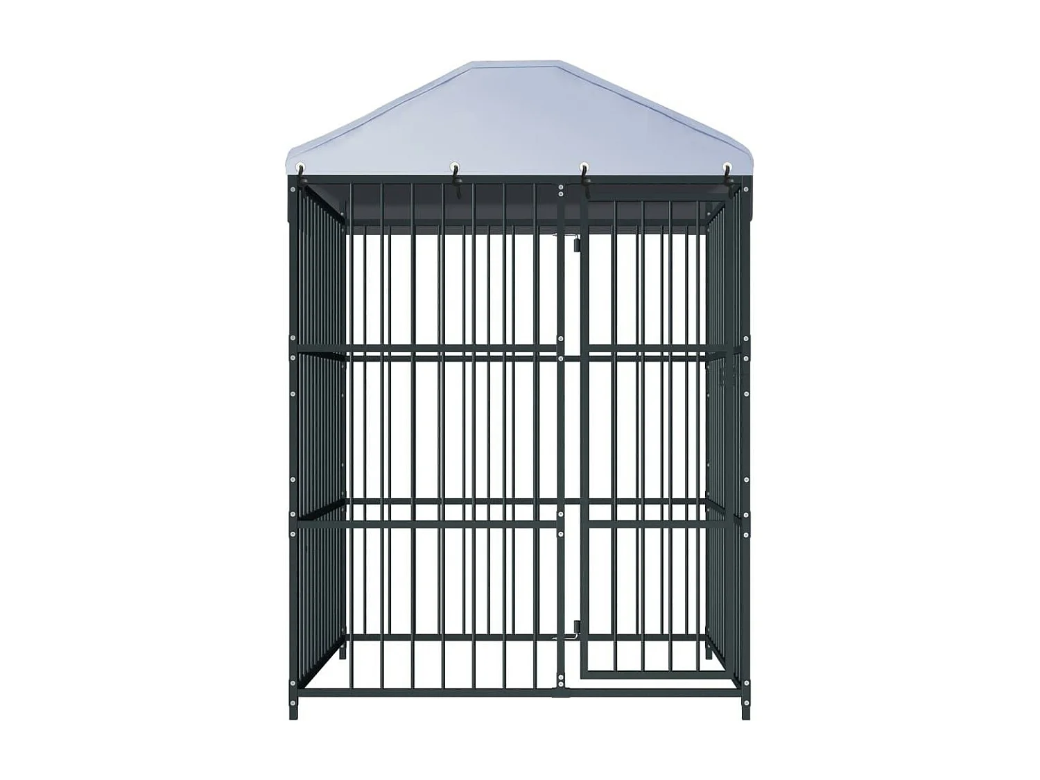 Jaula para caseta de exterior, parque para animales, parque para perros de exterior con techo para perros 150 x 150 x 210 cm 02_0000323