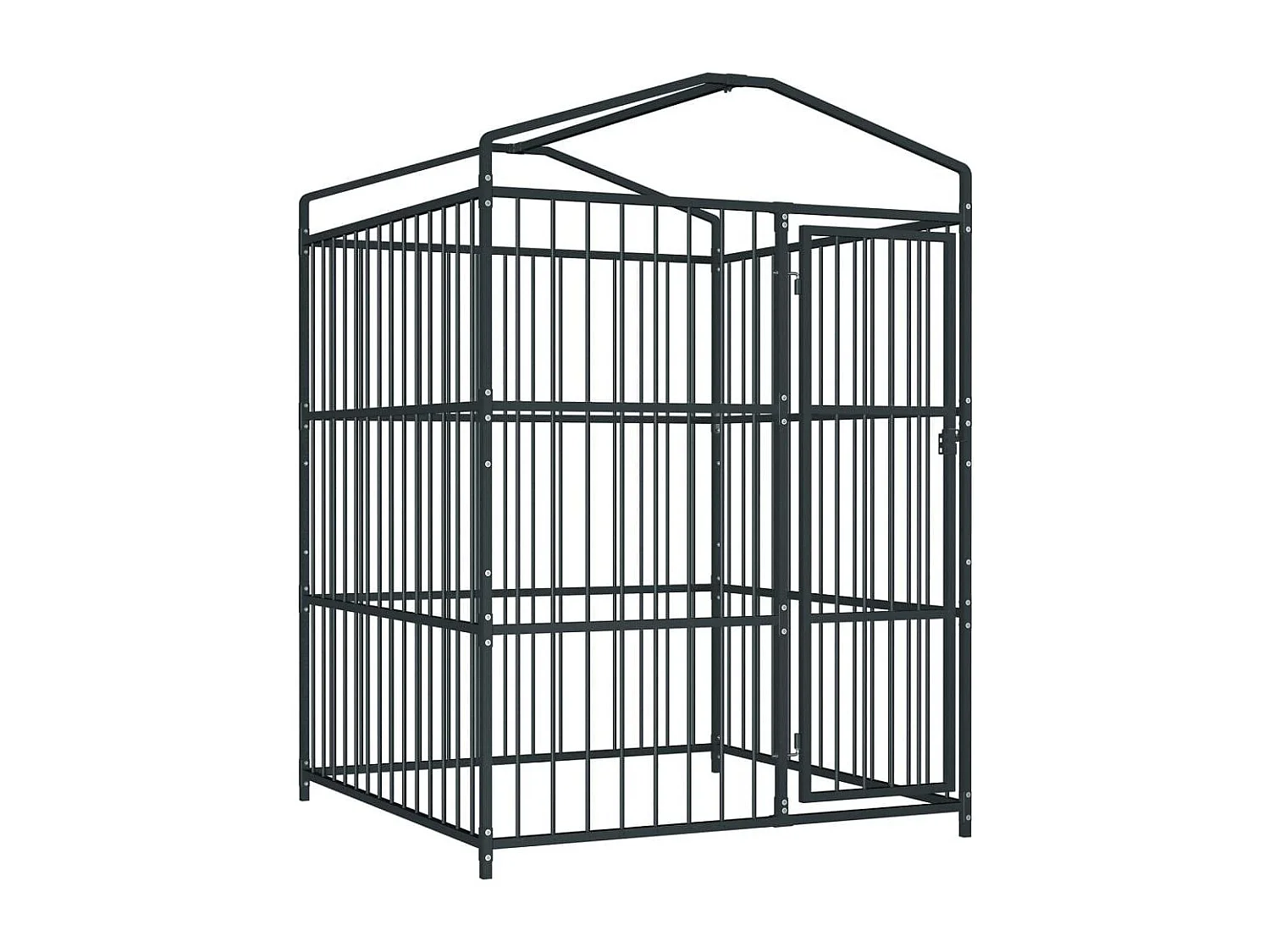 Jaula para caseta de exterior, parque para animales, parque para perros de exterior con techo para perros 150 x 150 x 210 cm 02_0000323