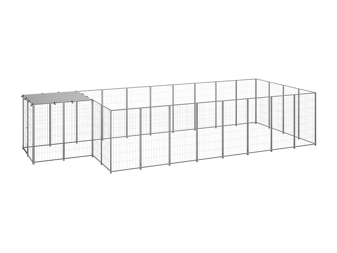 Chenil extérieur cage enclos argenté 550 x 220 x 110 cm 02_0000230