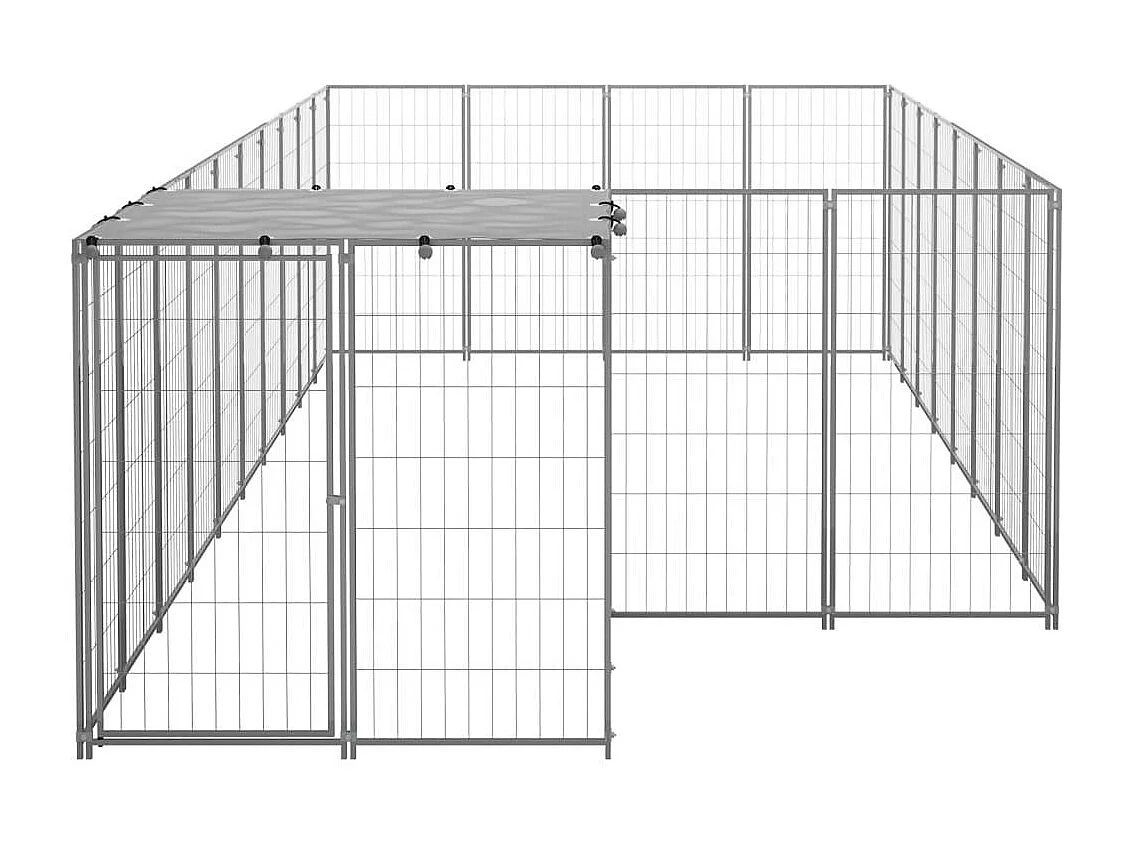 Chenil extérieur cage enclos argenté 550 x 220 x 110 cm 02_0000230