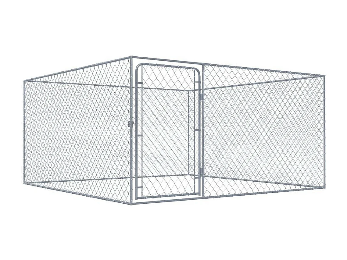 Cuccia da esterno gabbia recinto per animali box per cani da esterno in acciaio zincato 2 x 2 x 1 m 02_0000471