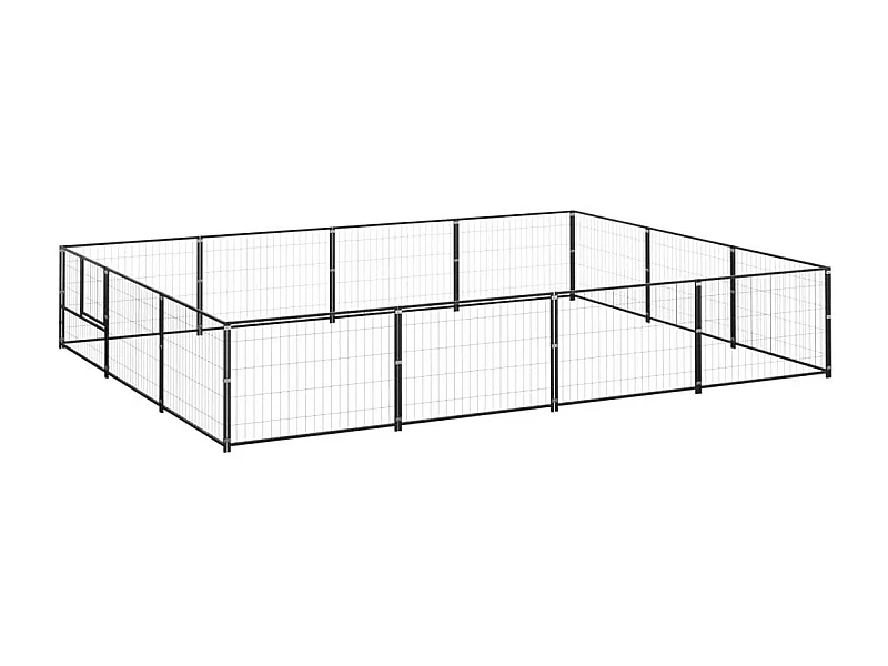 Cuccia da esterno gabbia per cani parco animali nero 12 m² acciaio 02_0000492