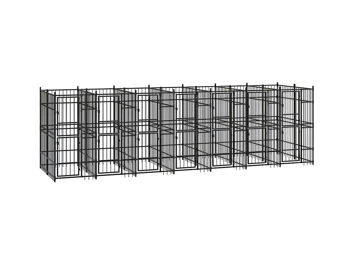 Gabbia per cuccia recinto per animali da esterno per cani in acciaio 12,9 m² nero 02_0041786