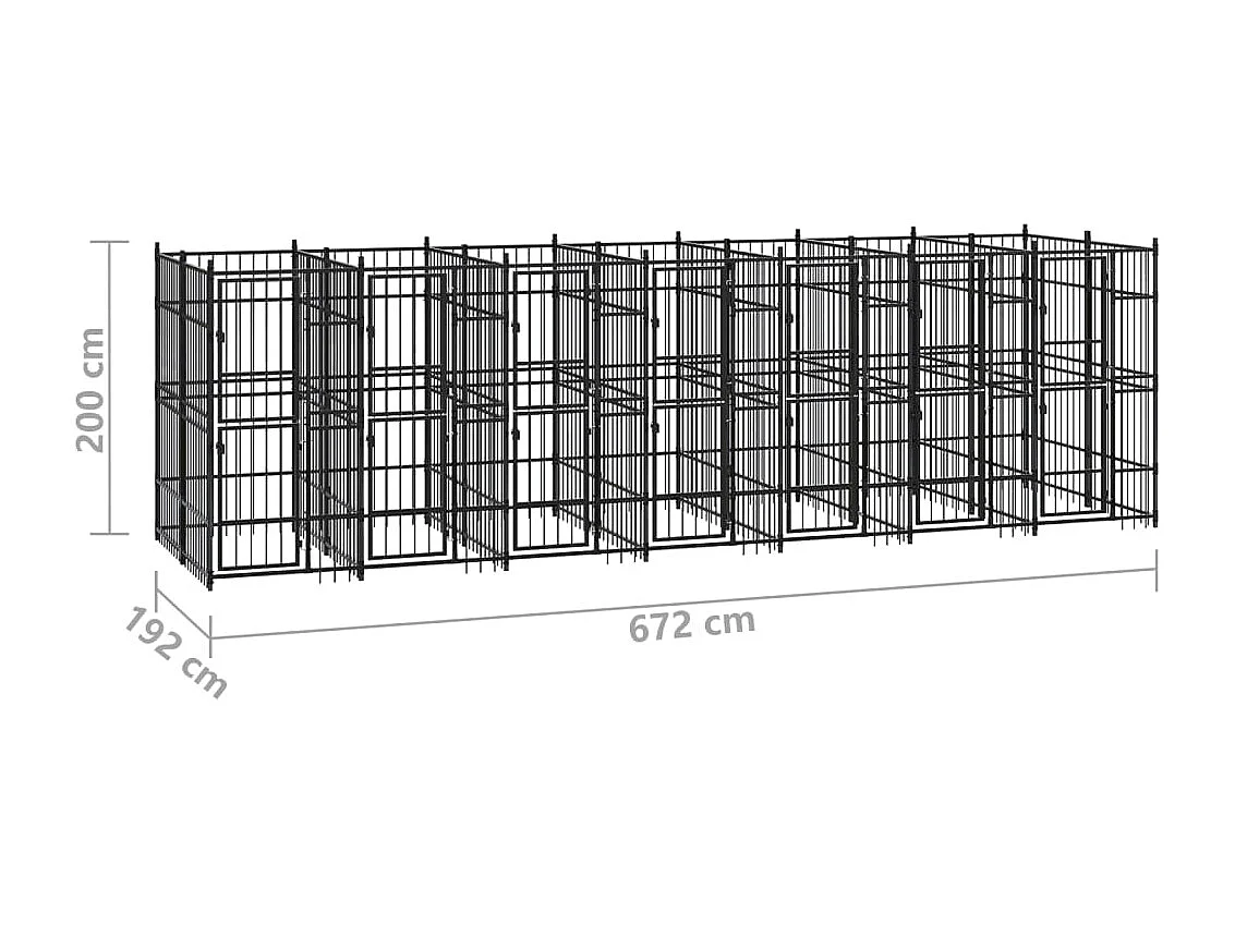 Jaula para perrera exterior animal pac para perros acero 12,9 m² negro 02_0041786