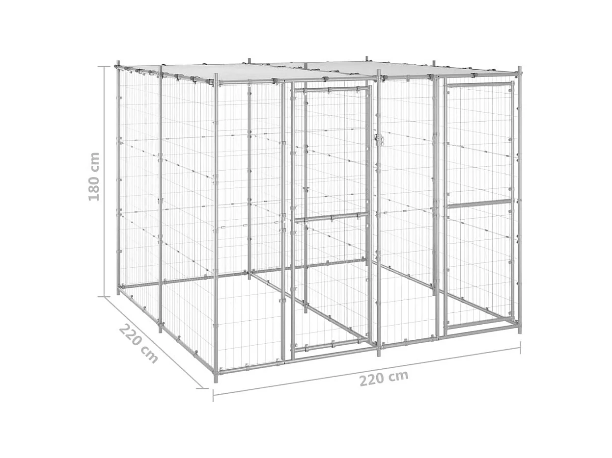 Chenil extérieur cage enclos 220 x 220 x 180 cm 02_0000444