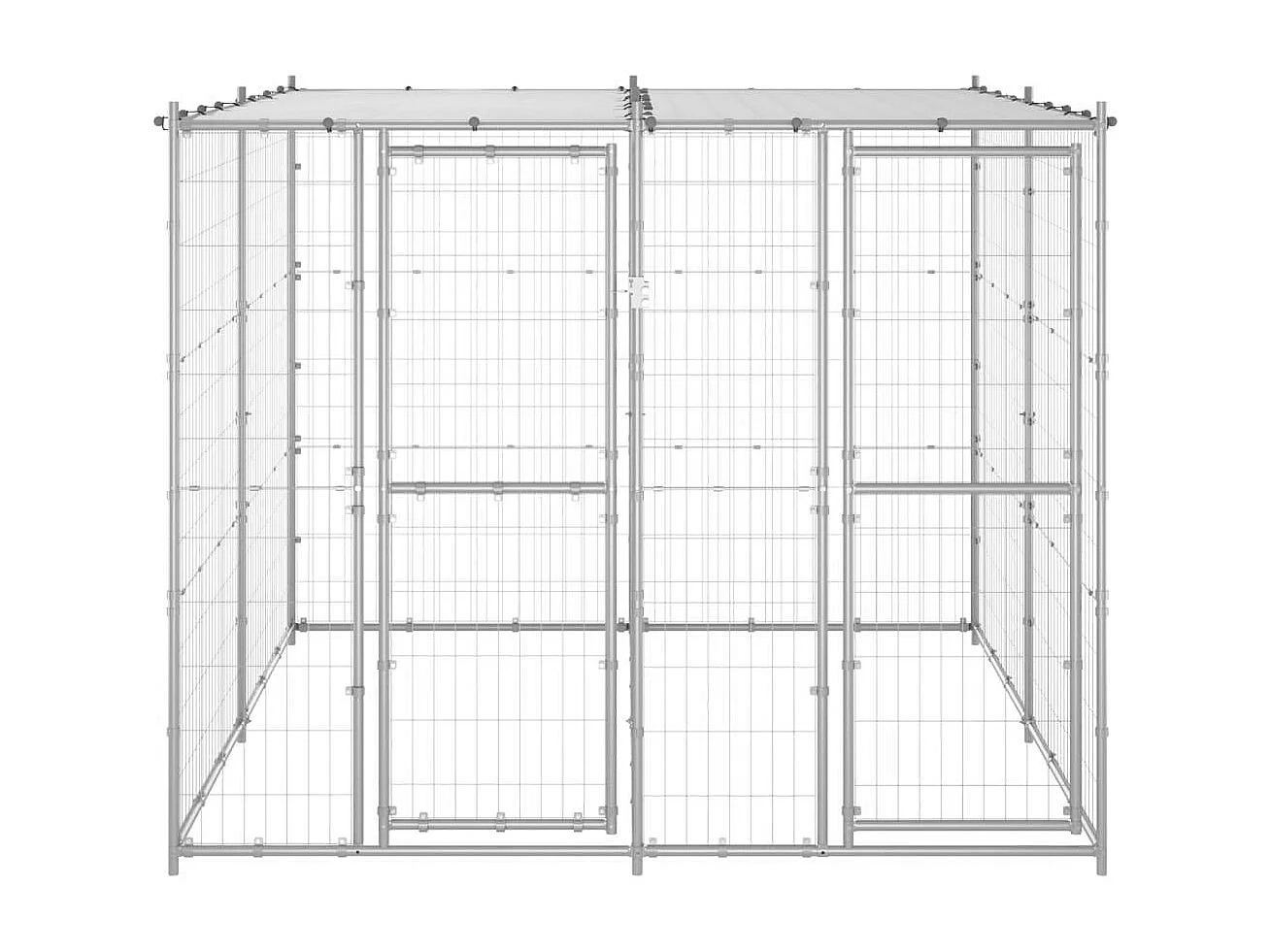 Cuccia da esterno gabbia recinto per animali box per cani da esterno in acciaio zincato con tetto 4,84 m² 02_0000444