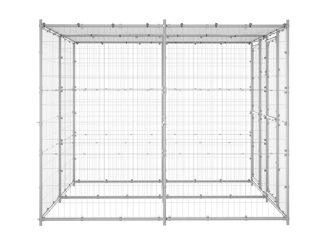 Cuccia da esterno gabbia recinto per animali box per cani da esterno in acciaio zincato con tetto 4,84 m² 02_0000444