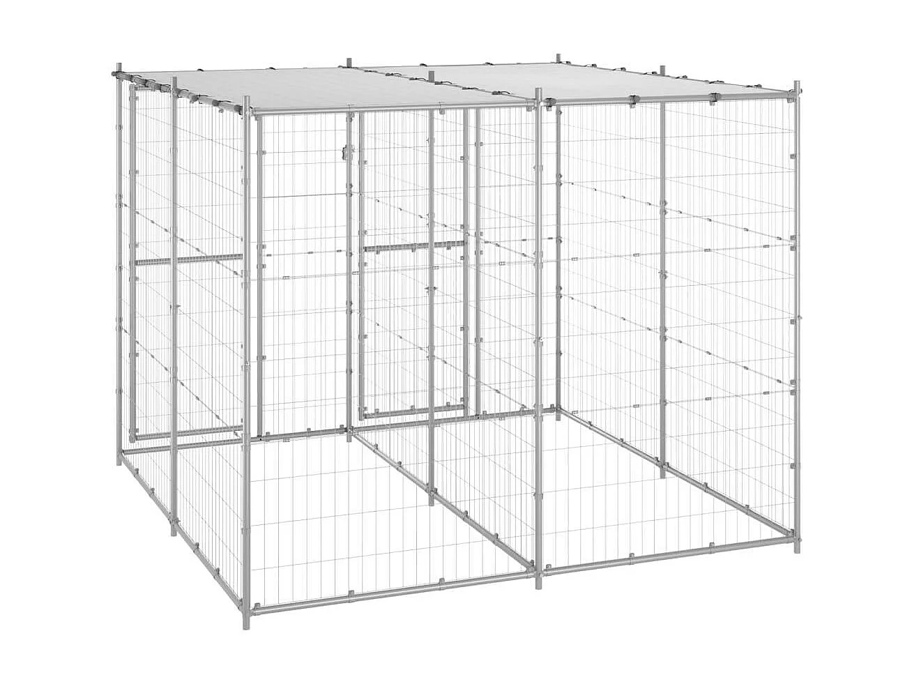 Cuccia da esterno gabbia recinto per animali box per cani da esterno in acciaio zincato con tetto 4,84 m² 02_0000444