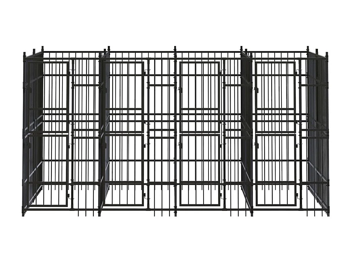 Gabbia per cuccia recinto per animali da esterno per cani in acciaio 7,37 m² nero 02_0041875