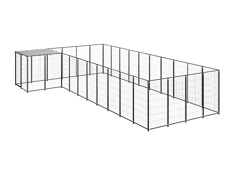 Chenil extérieur cage enclos noire 330 x 550 x 110 cm 02_0000494