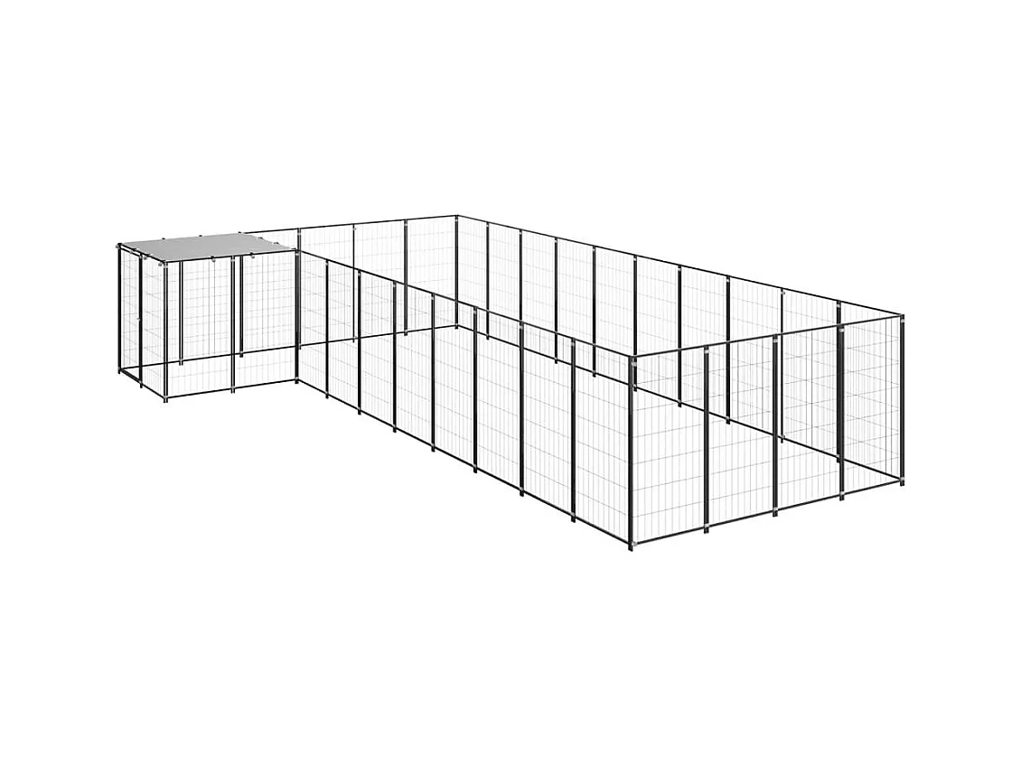 Caseta exterior para jaula, parque para animales y perros, 13,31 m², 110 cm, acero negro 02_0000494