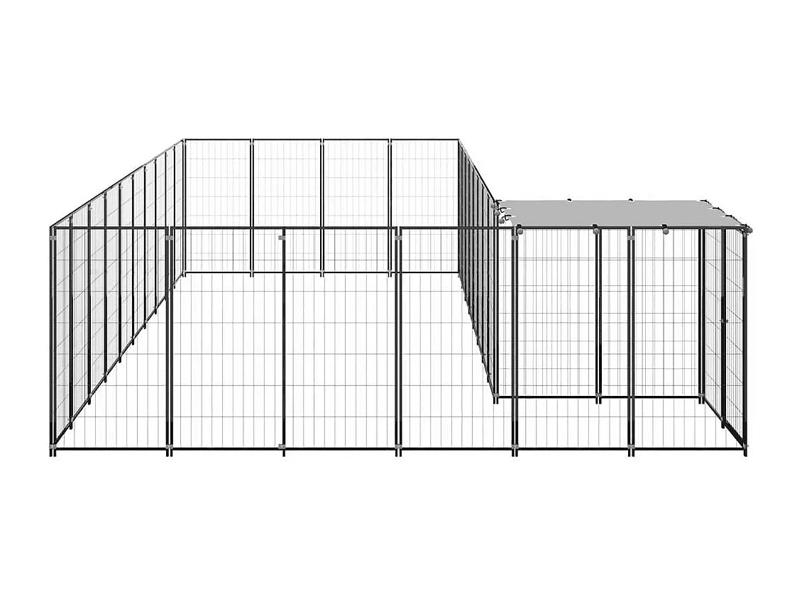 Cuccia da esterno gabbia per cani parco animali 13,31 m² 110 cm acciaio nero 02_0000494