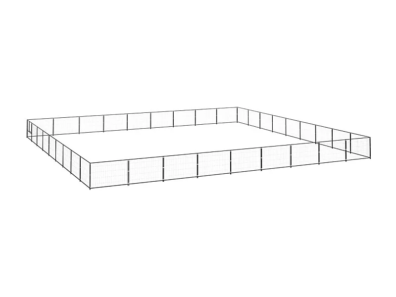 Jaula para perrera de exterior, recinto para parque de animales, perro, negro, 81 m², acero 02_0000561