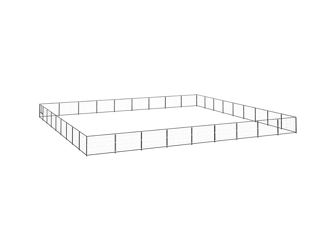Jaula para perrera de exterior, recinto para parque de animales, perro, negro, 81 m², acero 02_0000561