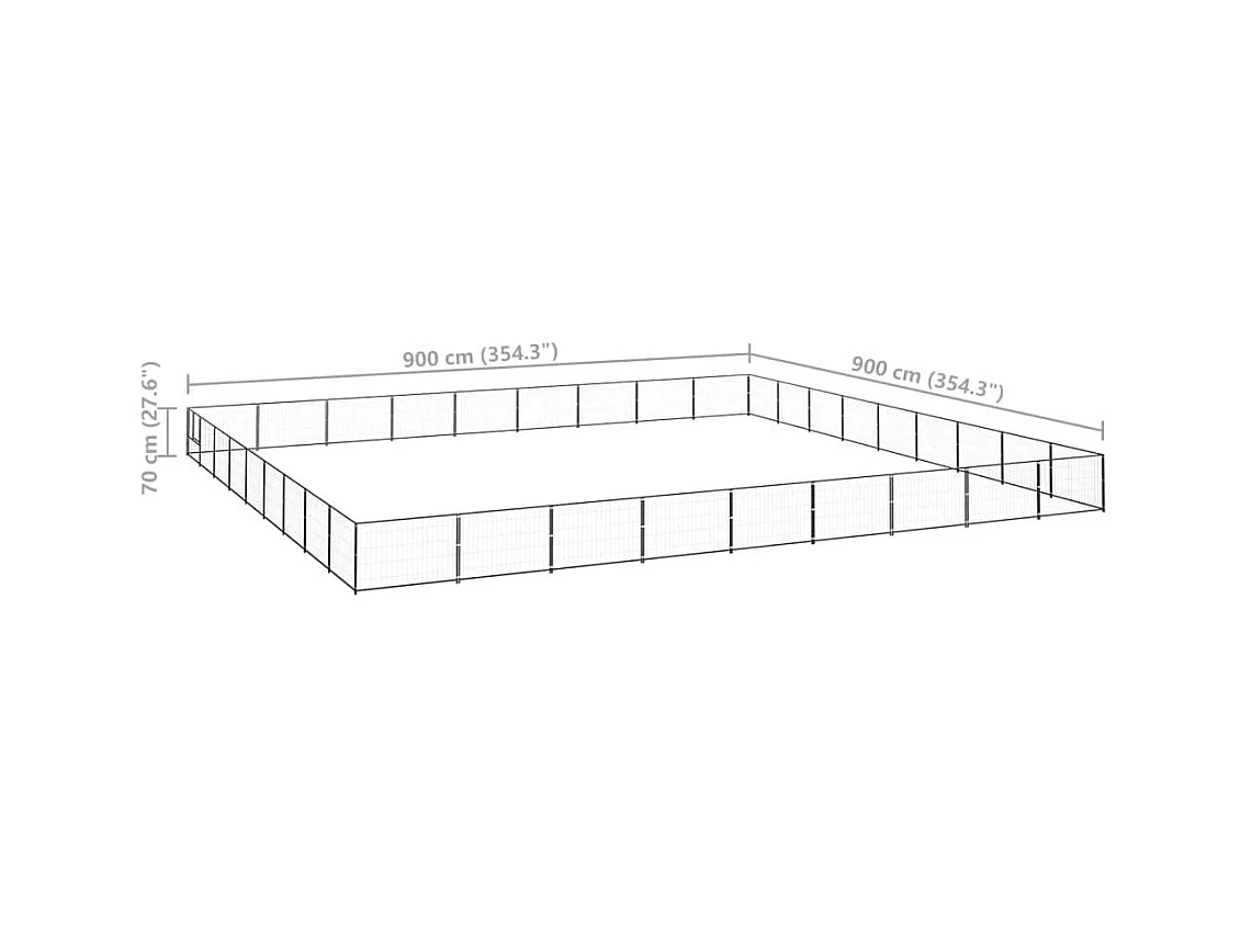 Jaula para perrera de exterior, recinto para parque de animales, perro, negro, 81 m², acero 02_0000561