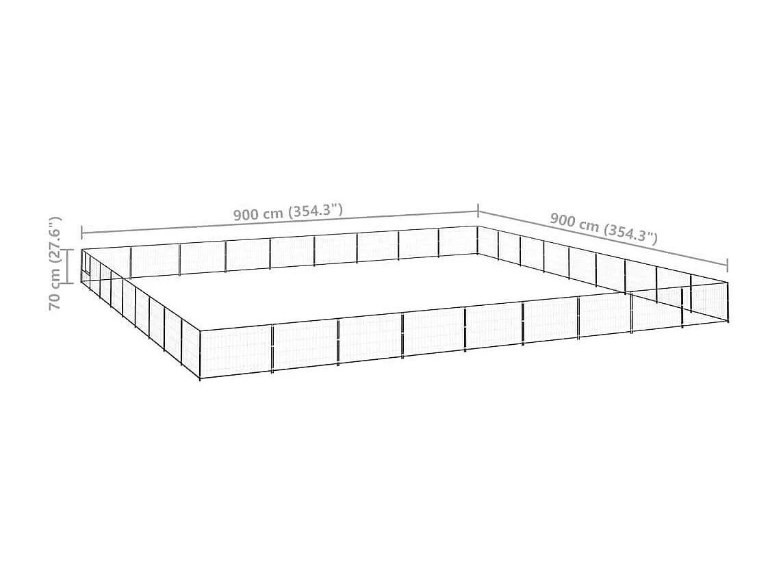 Cuccia da esterno gabbia per cani parco animali nero 81 m² acciaio 02_0000561