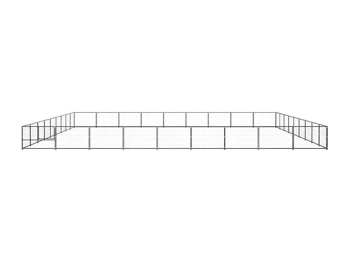 Cuccia da esterno gabbia per cani parco animali nero 81 m² acciaio 02_0000561