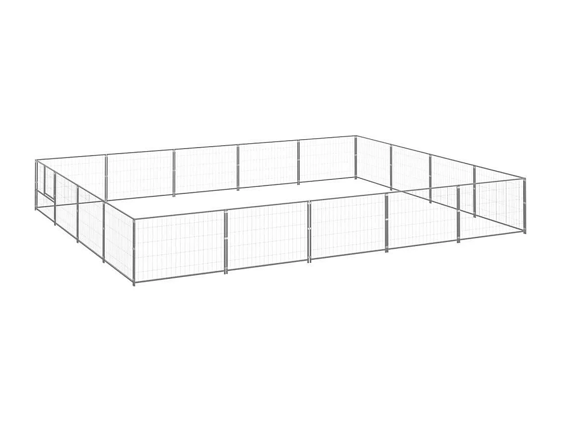 Cuccia da esterno gabbia per cani parco animali argento 20 m² acciaio 02_0000251