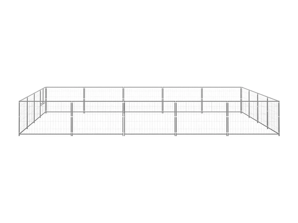Cuccia da esterno gabbia per cani parco animali argento 20 m² acciaio 02_0000251