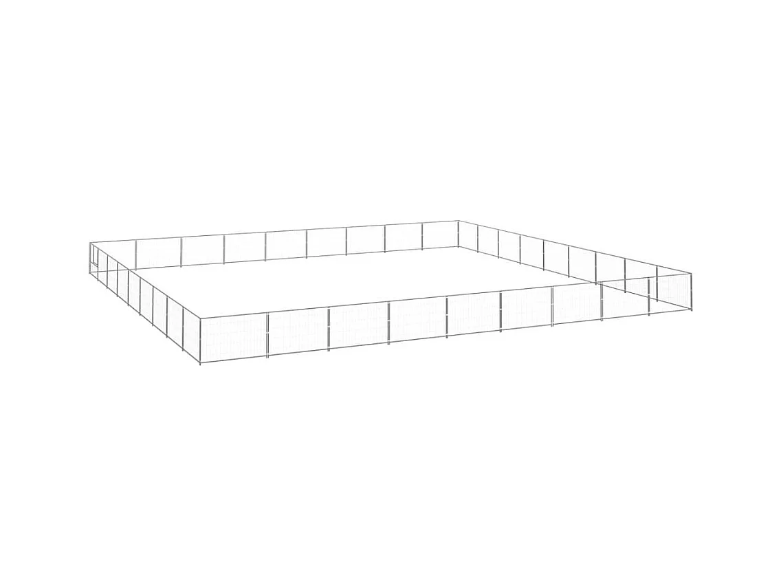 Gaiola para canil externo parque para animais de estimação cachorro prateado 81 m² aço 02_0000306