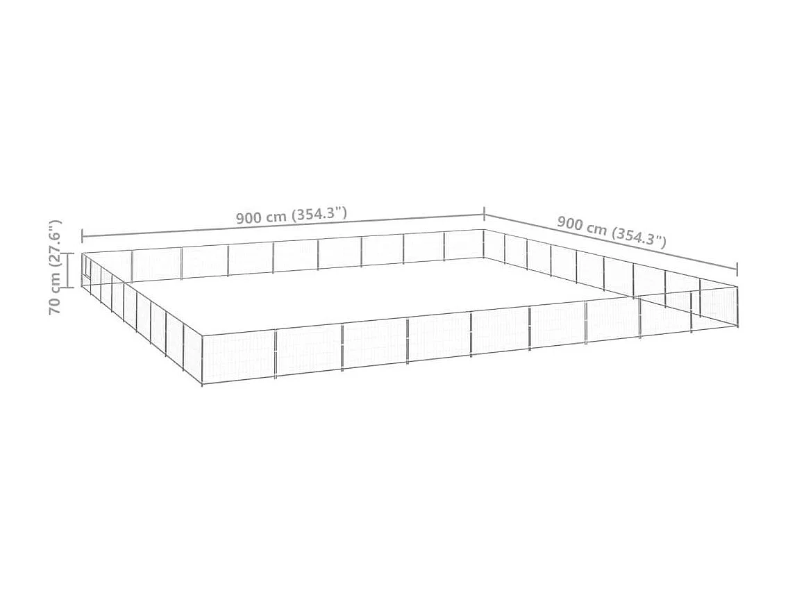 Chenil extérieur cage enclos argenté 900 x 900 x 70 cm 02_0000306