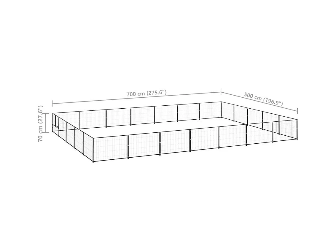 Chenil extérieur cage enclos noire 700 x 500 x 70 cm 02_0000526