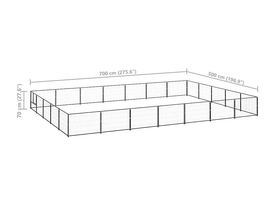 Gaiola para canil externo parque animal cachorro preto 35 m² aço 02_0000526