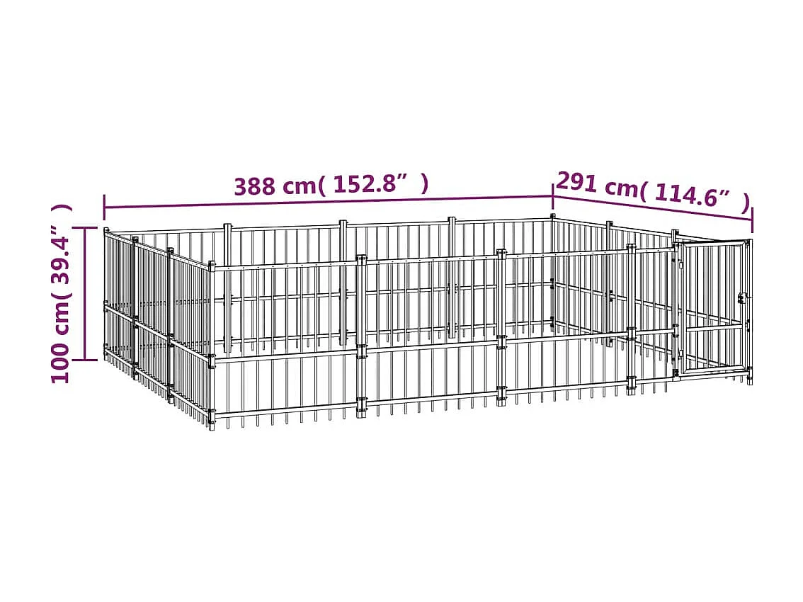 Gaiola para canil outdoor animal pac para cães aço 11,58 m² preto 02_0041784