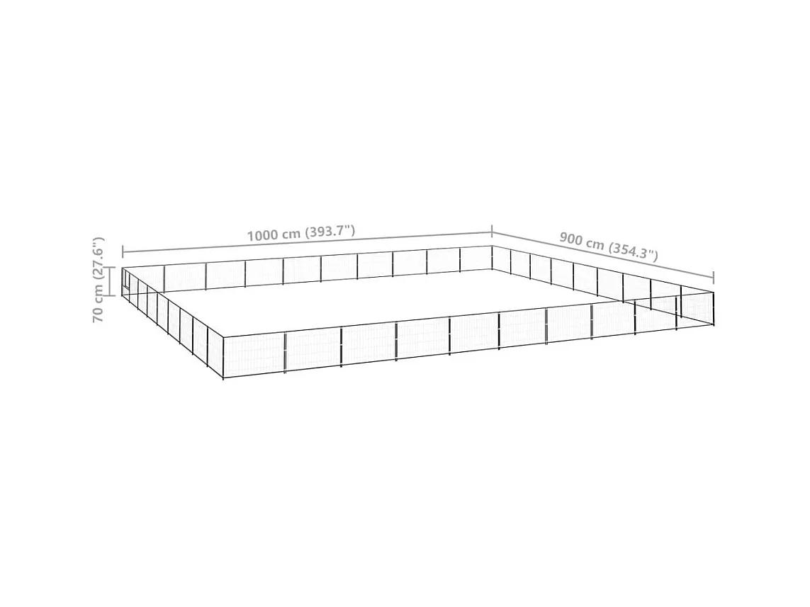 Chenil extérieur cage enclos noire 1000 x 900 x 70 cm 02_0000564