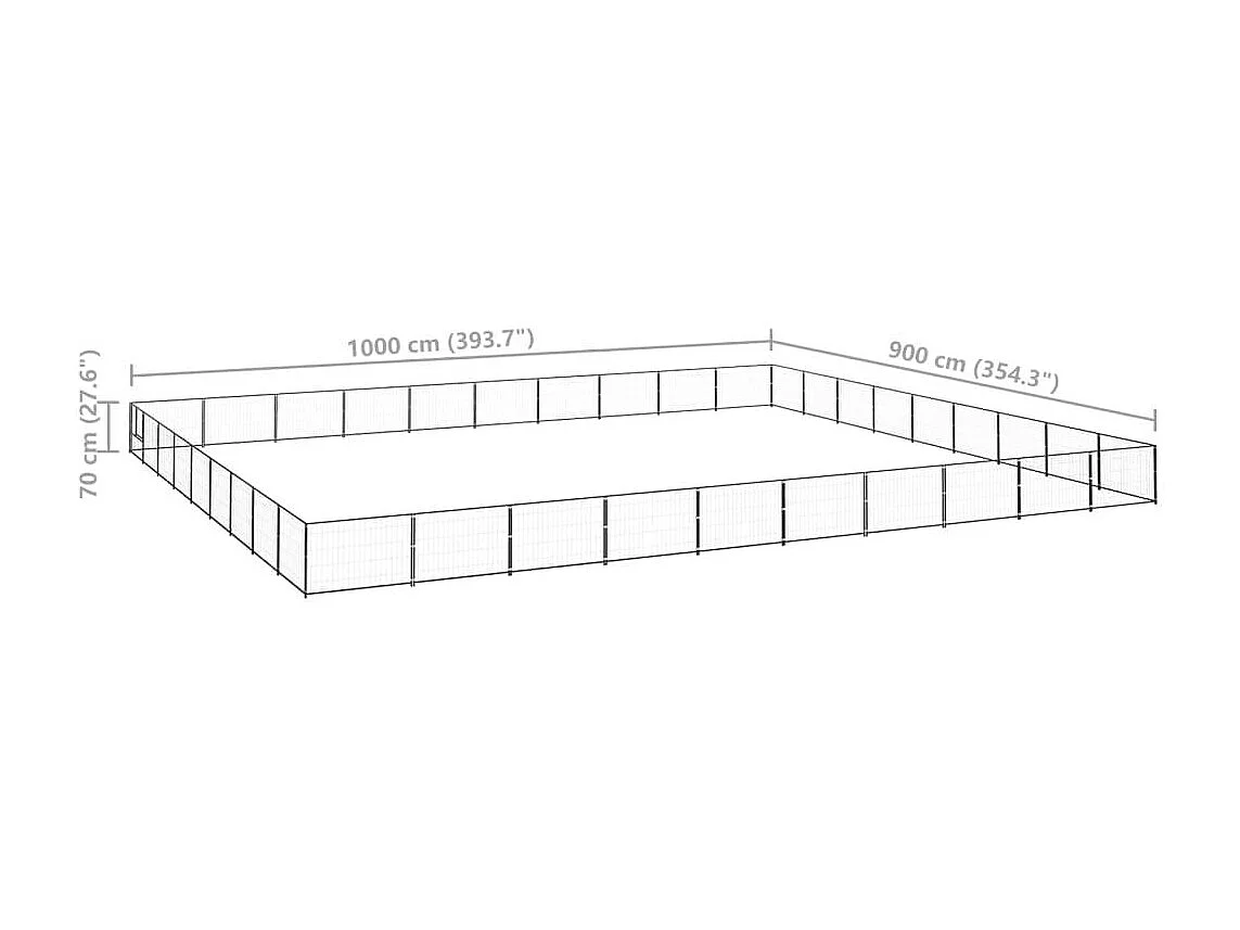 Cuccia da esterno gabbia per cani parco animali nero 90 m² acciaio 02_0000564