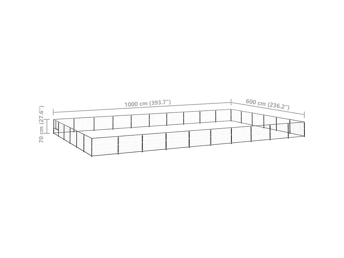 Gaiola para canil externo parque animal cachorro preto 60 m² aço 02_0000549