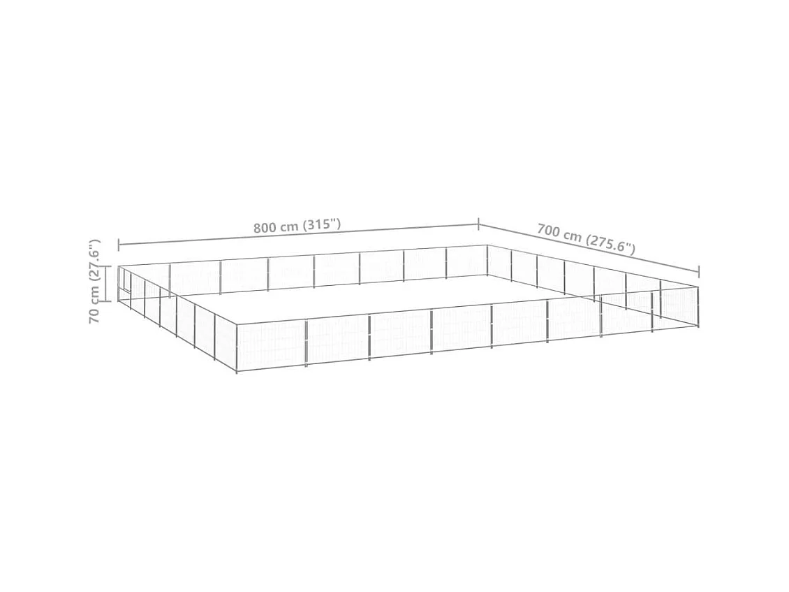 Chenil extérieur cage enclos argenté 800 x 700 x 70 cm 02_0000288