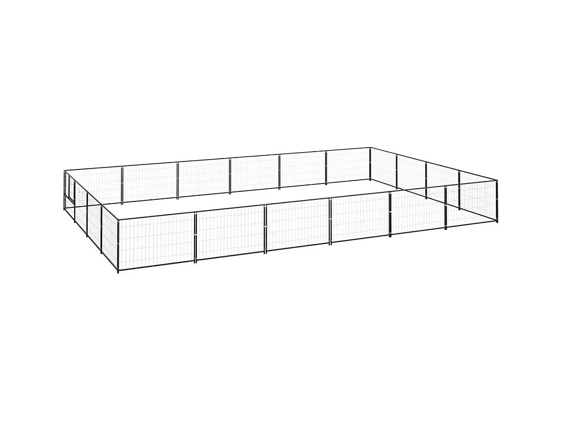 Jaula para perrera de exterior, recinto para parque de animales, perro, negro, 24 m², acero 02_0000512
