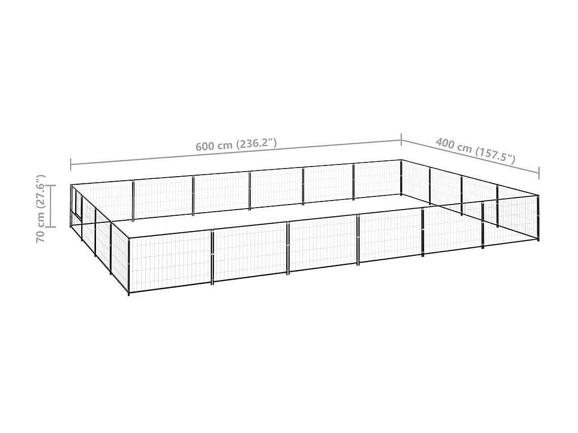 Cuccia da esterno gabbia recinto parco animali cane nero 24 m² acciaio 02_0000512