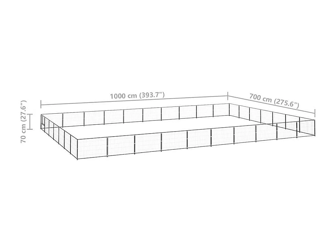 Cuccia da esterno gabbia per cani parco animali nero 70 m² acciaio 02_0000554