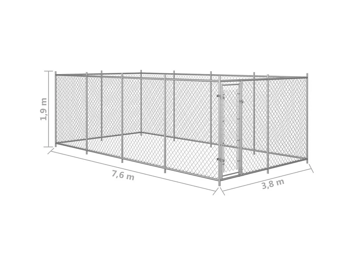 Chenil extérieur cage enclos 760 x 380 x 190 cm 02_0000466