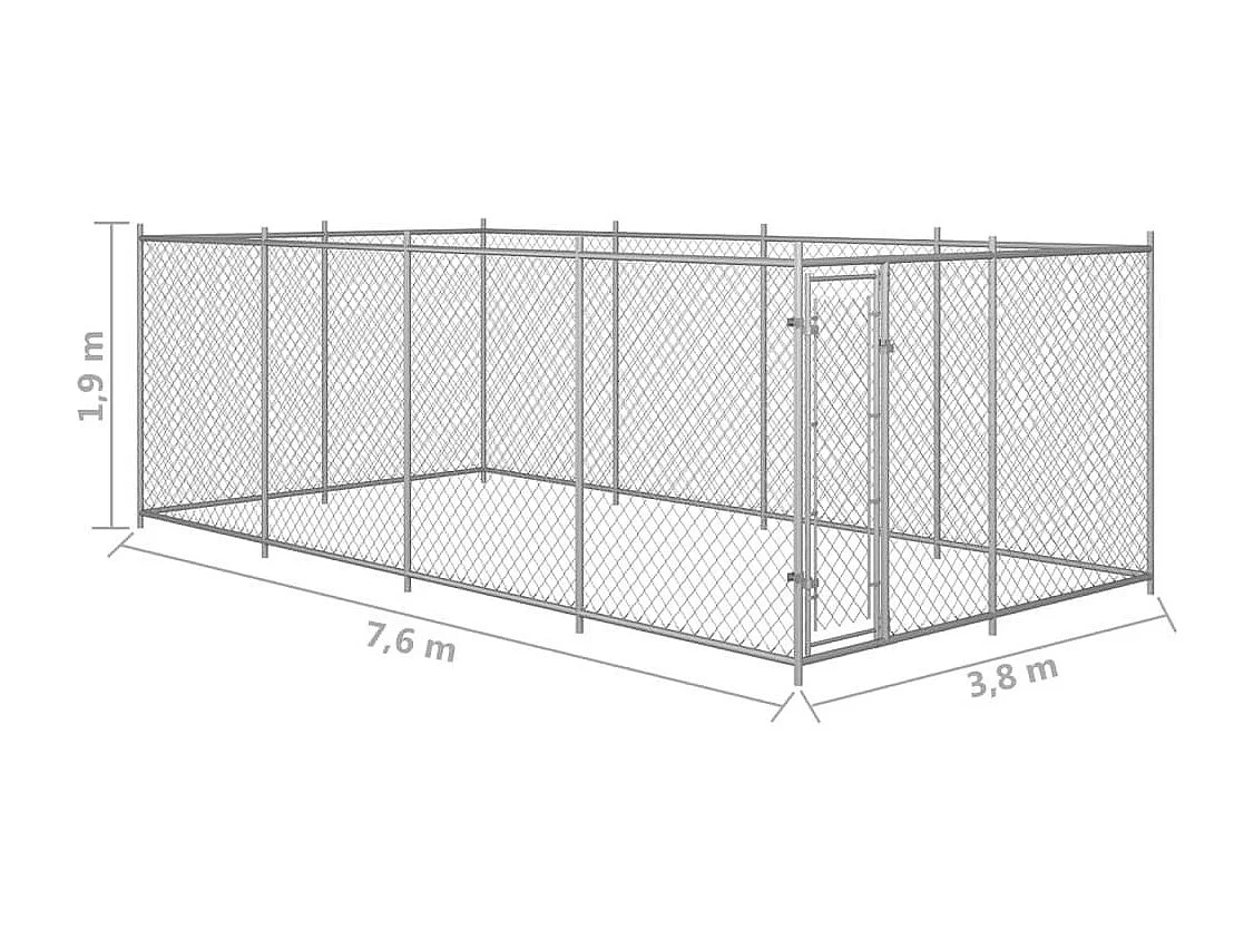 Jaula para perrera al aire libre, recinto para perros, parque para animales para exteriores, 8 x 4 x 2 m 02_0000466