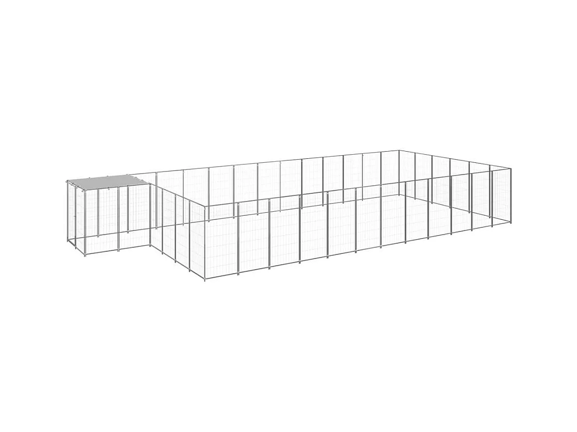 Chenil extérieur cage enclos argenté 770 x 330 x 110 cm 02_0000255