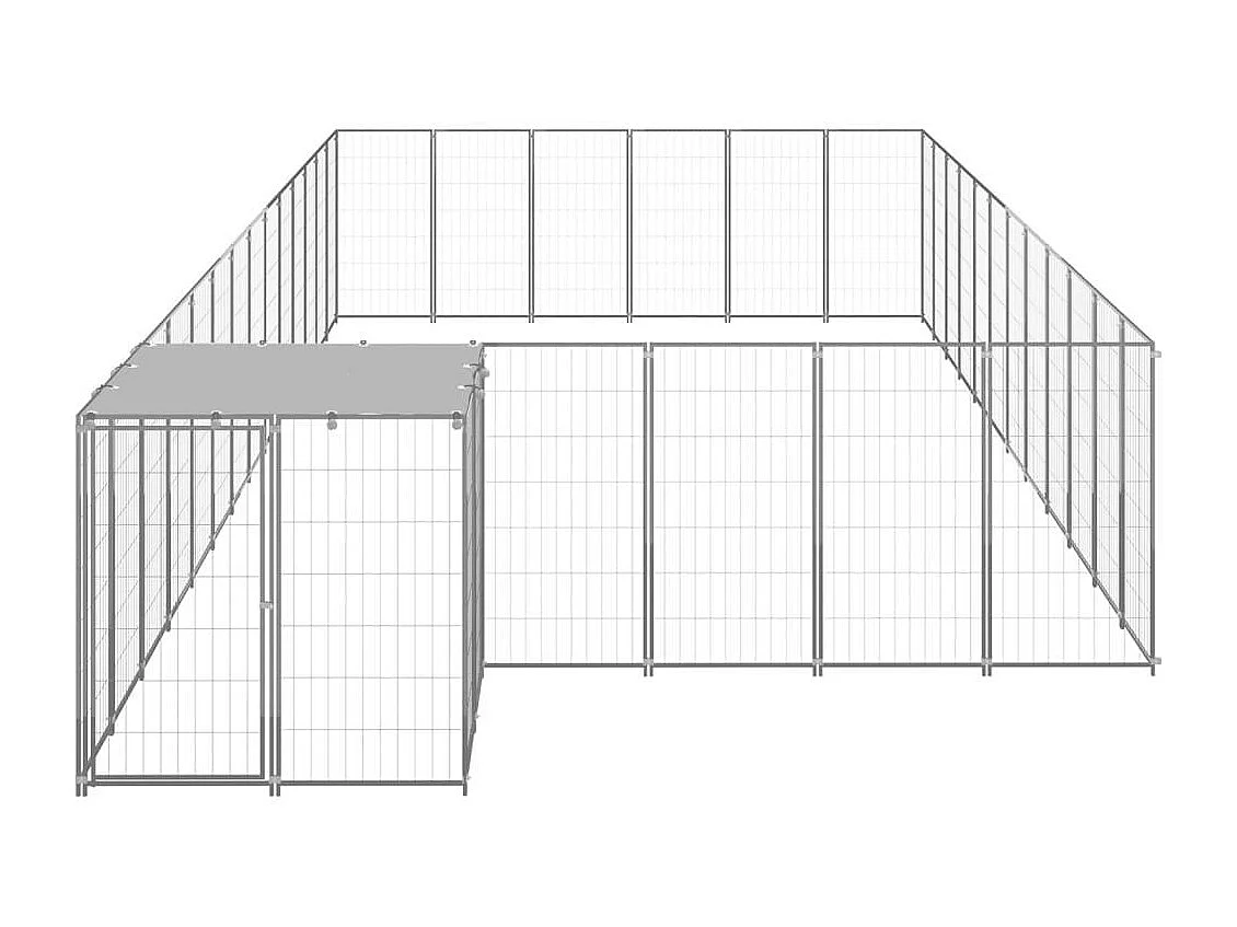 Caseta exterior para jaula, parque para mascotas, perro, plata, 22,99 m², acero 02_0000255