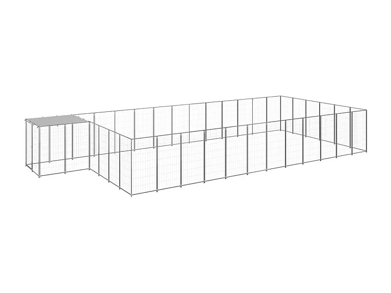 Caseta exterior para jaula, parque para mascotas, perro, plata, 22,99 m², acero 02_0000255