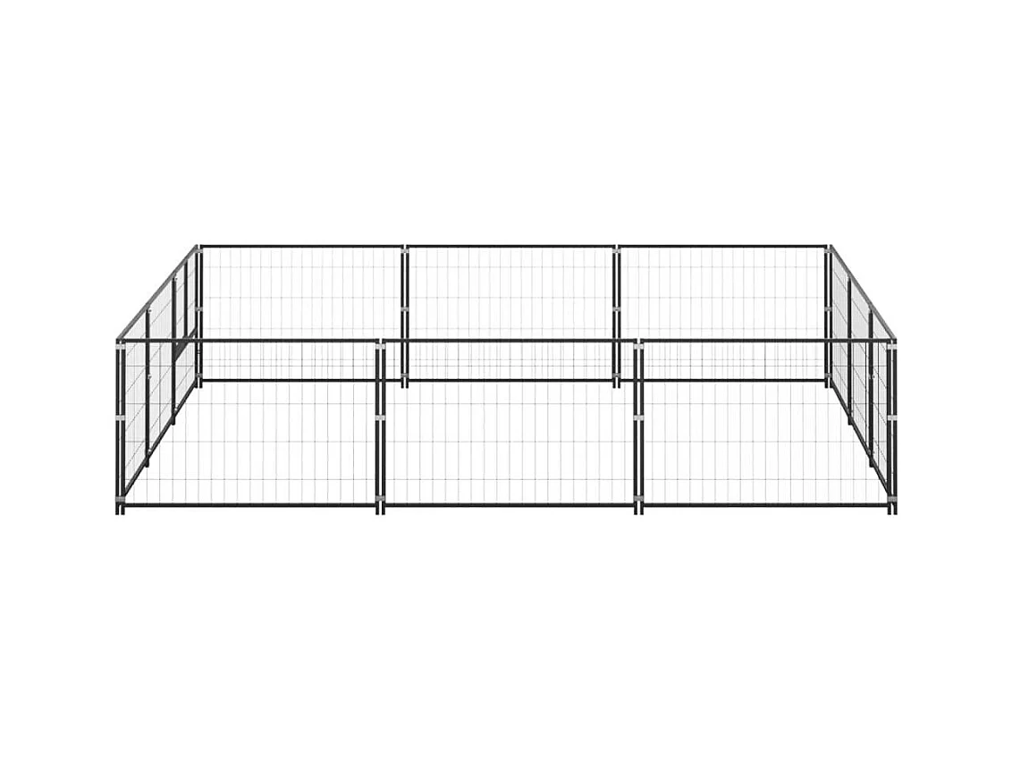 Chenil extérieur cage enclos noire 300 x 300 x 70 cm 02_0000563