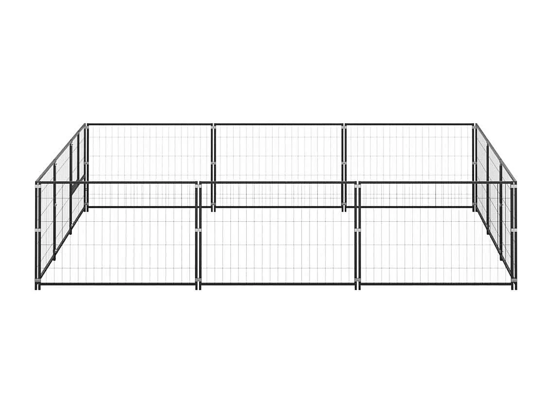 Cuccia da esterno gabbia recinto parco animali cane nero 9 m² acciaio 02_0000563