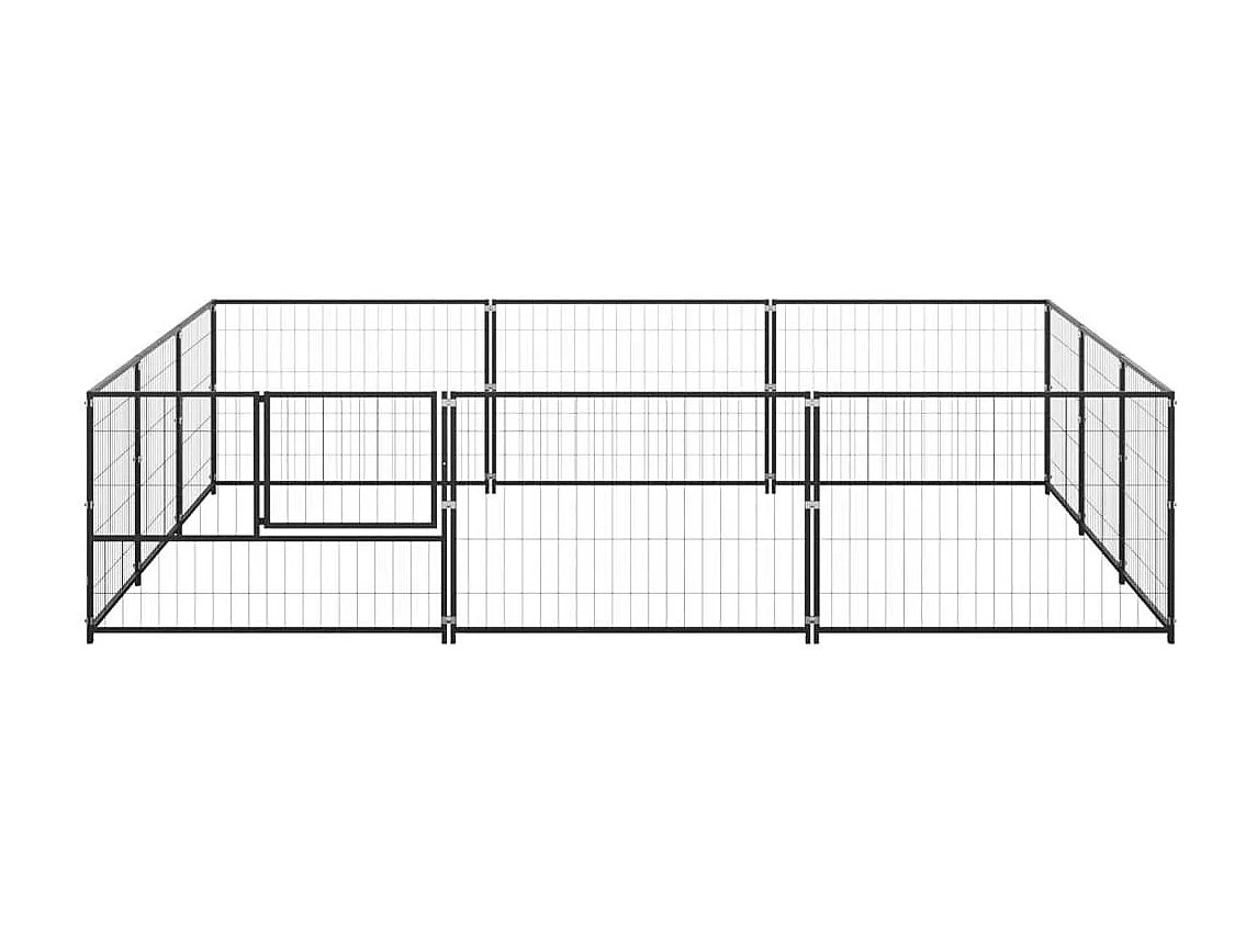 Cuccia da esterno gabbia recinto parco animali cane nero 9 m² acciaio 02_0000563
